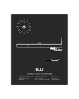 Gray Framed Wayne County Airport layout wall art poster