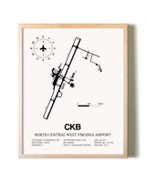 North Central West Virginia Airport framed wall art in white frame