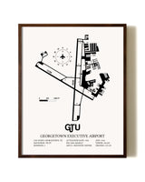 Georgetown Executive Airport At Johnny Gantt Field aviation print in walnut frame