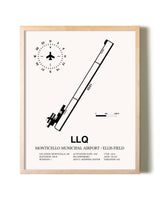Monticello Municipal Airport / Ellis Field framed wall art in white frame