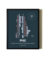 Slate Framed Phoenix Sky Harbor International Airport wall art poster in black frame