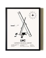 Framed Lawrence Regional Airport wall art poster in black frame