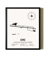 Framed Covington Municipal Airport wall art poster in black frame