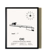 Framed Covington Municipal Airport wall art poster in black frame