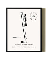 Framed Louisiana Regional Airport wall art poster in black frame