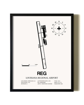 Framed Louisiana Regional Airport wall art poster in black frame