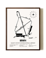 Grant County International Airport aviation print in walnut frame