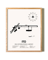 Hilo International Airport framed print in natural wood frame