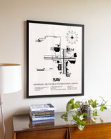 Savannah / Hilton Head International Airport aviation wall décor in black wood frame