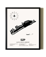 Framed Santa Paula Airport wall art poster in black frame