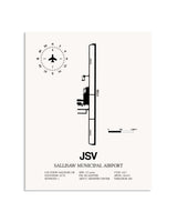 Gray Sallisaw Municipal Airport framed poster displayed in an airplane hangar