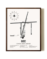 Capitol Drive Airport aviation print in walnut frame