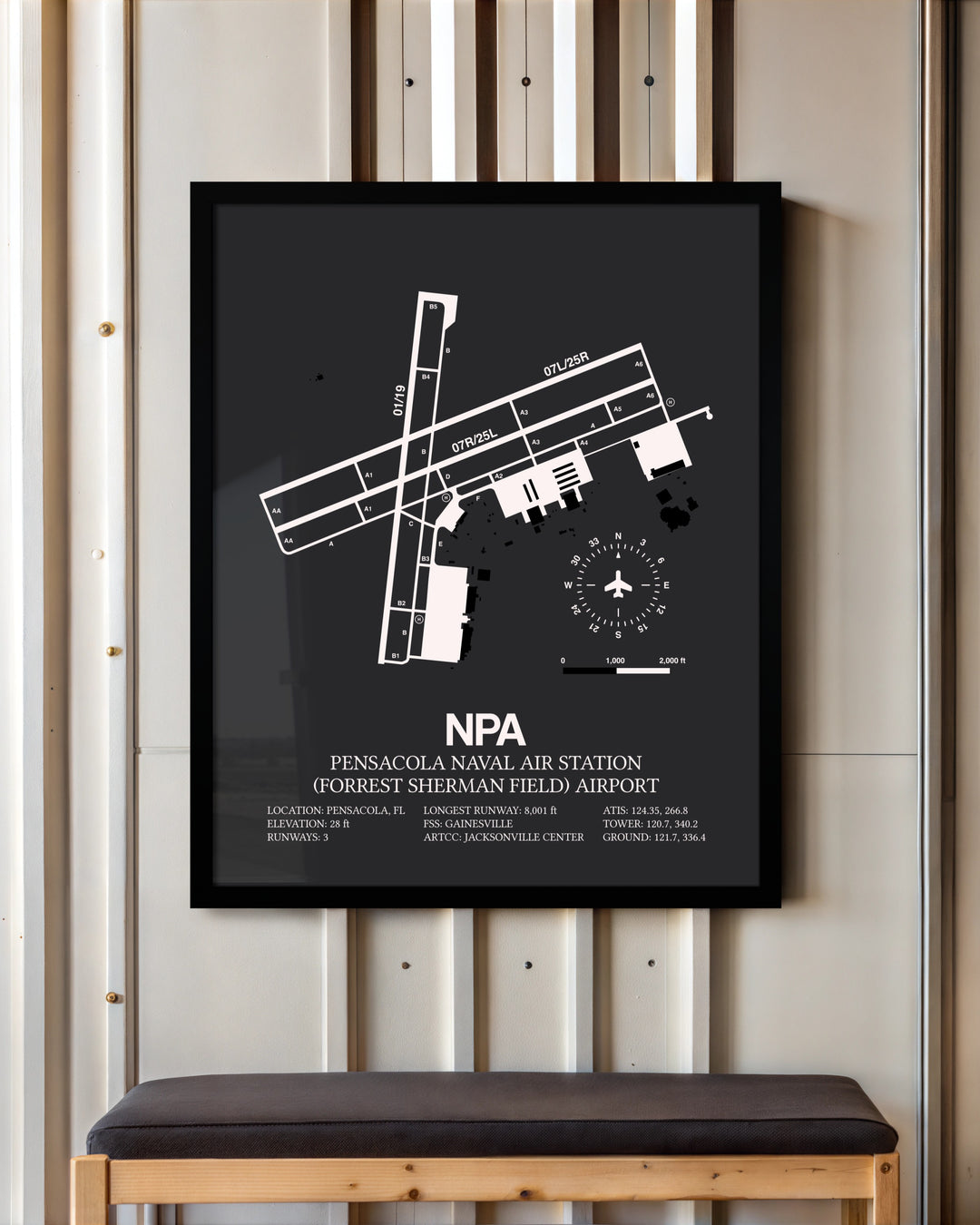 Frame color options for Pensacola Naval Air Station (Forrest Sherman Field) Airport Wall Art