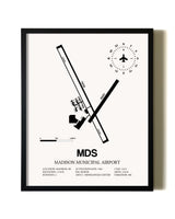 Framed Madison Municipal Airport wall art poster in black frame