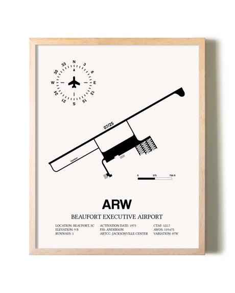 Beaufort Executive Airport framed wall art in white frame