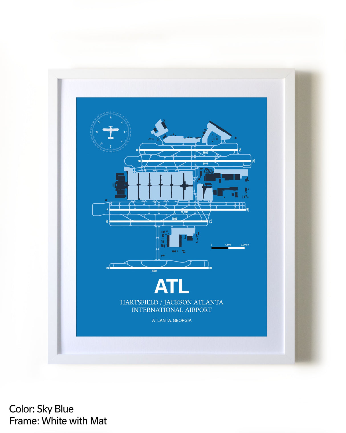 Hartsfield/Jackson Atlanta International Airport framed wall art in white frame with mat