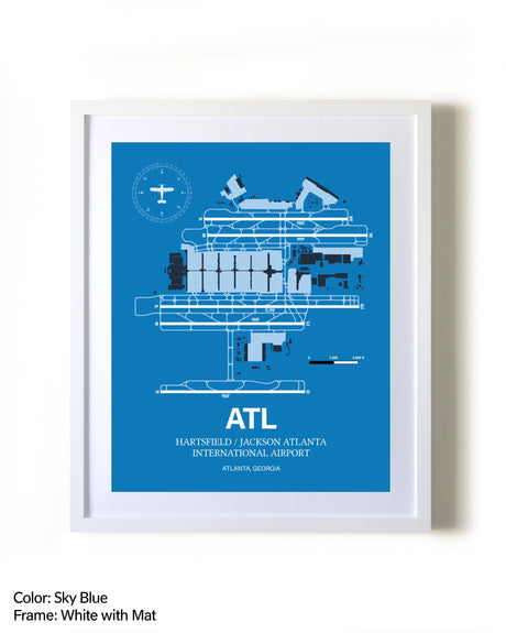 Hartsfield/Jackson Atlanta International Airport framed wall art in white frame with mat