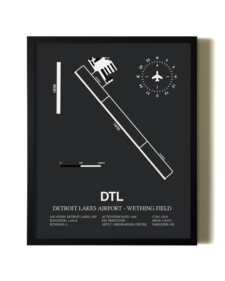 Unframed Detroit Lakes Airport-Wething Field map print poster