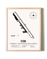 Cambridge-Dorchester Regional Airport framed wall art in white frame