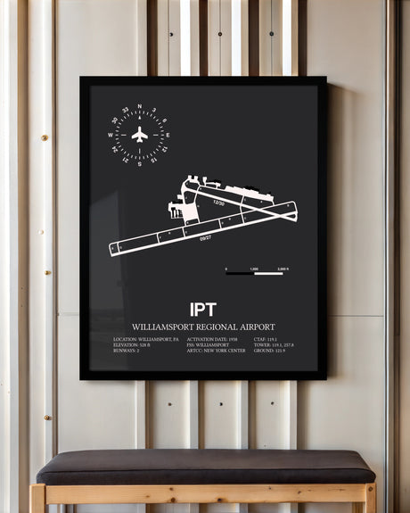 Frame color options for Williamsport Regional Airport Wall Art