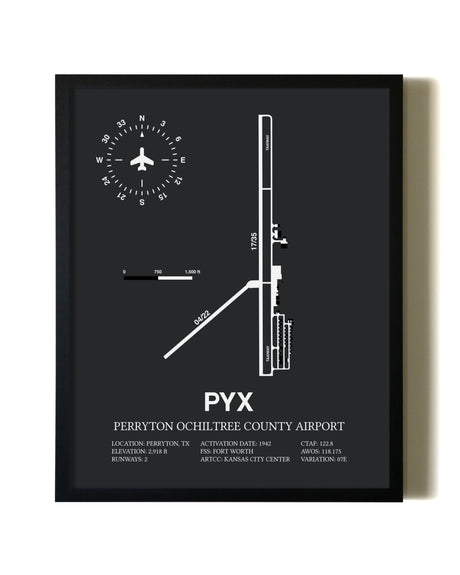 Unframed Perryton Ochiltree County Airport map print poster