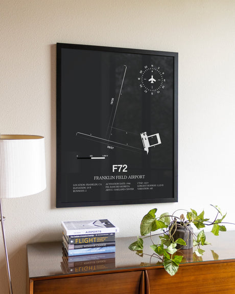 Gray Framed Franklin Field Airport wall art poster in black frame