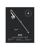 Gray Framed Winterset Municipal Airport layout wall art poster