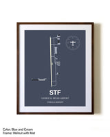 George M. Bryan Airport aviation print in walnut frame with mat