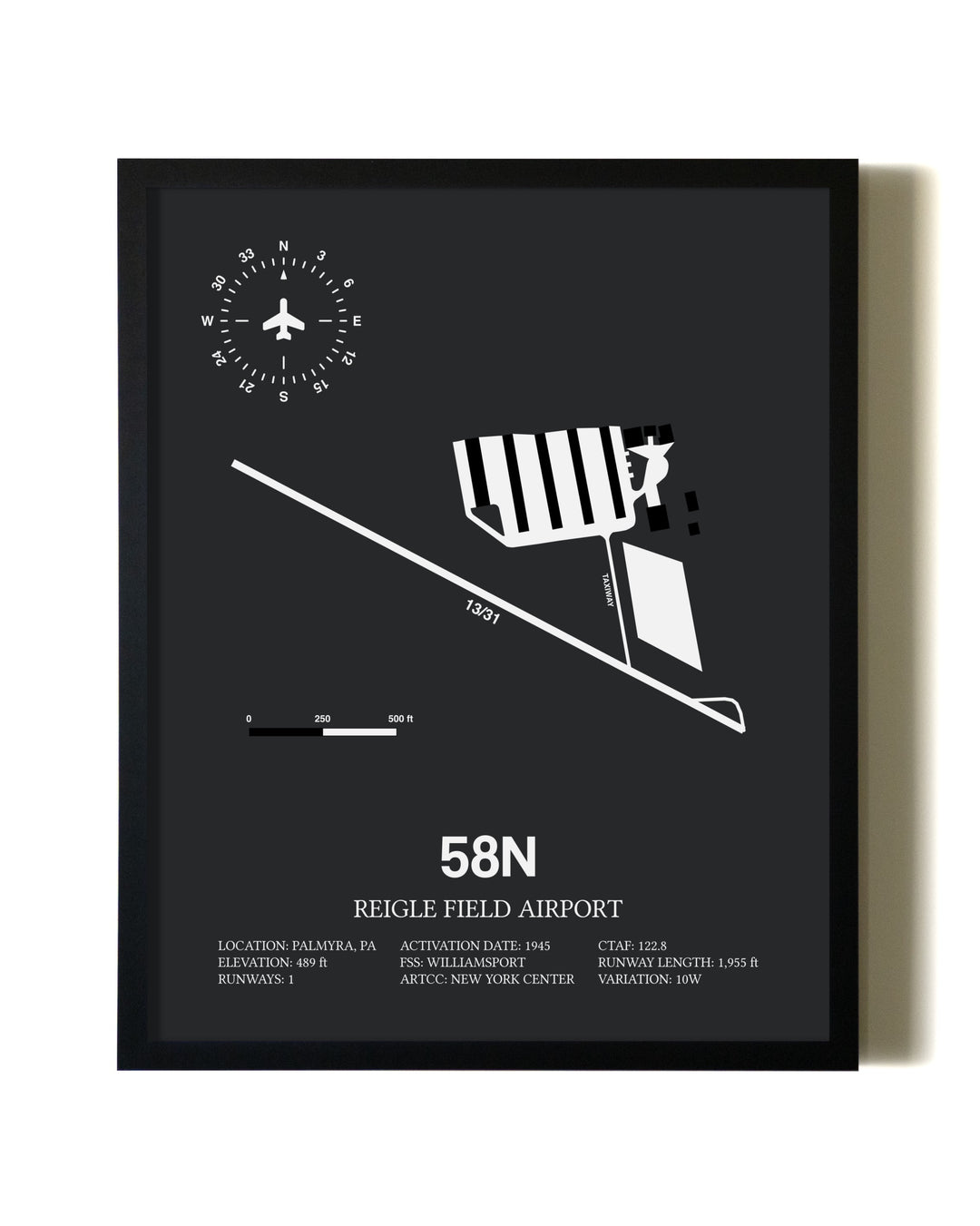 Unframed Reigle Field Airport map print poster