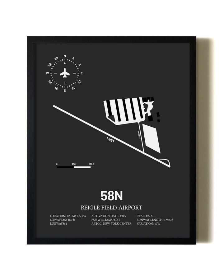 Unframed Reigle Field Airport map print poster