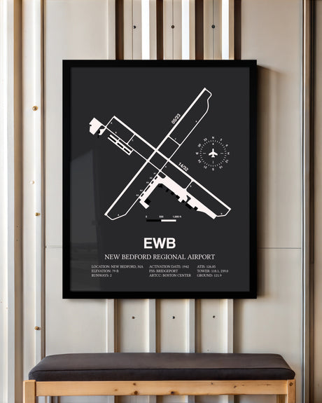 Frame color options for New Bedford Regional Airport Wall Art