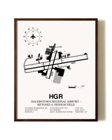 Hagerstown Regional Airport-Richard A. Henson Field aviation print in walnut frame