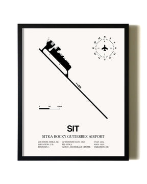 Framed Sitka Rocky Gutierrez Airport wall art poster in black frame