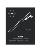 Gray Framed Anniston Regional Airport layout wall art poster
