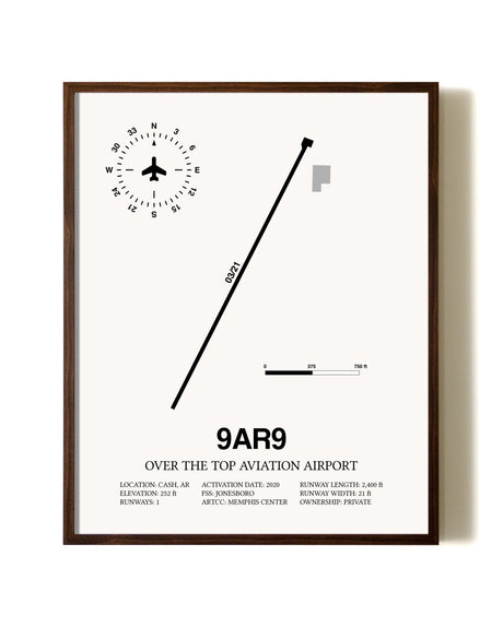 Over the Top Aviation Airport aviation print in walnut frame