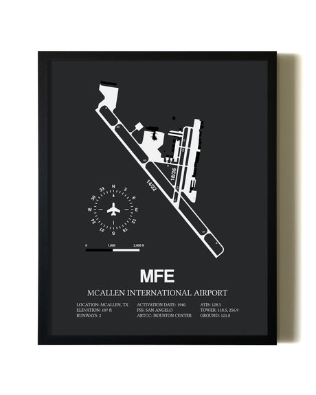 Unframed McAllen International Airport map print poster