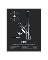 Gray Framed Council Bluffs Municipal Airport layout wall art poster