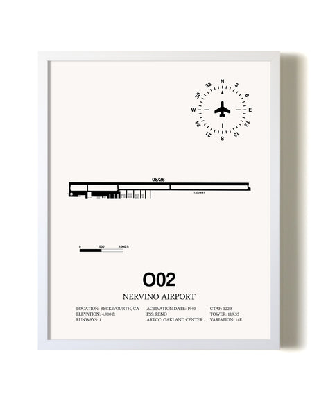 Nervino Airport airport map poster in oak frame