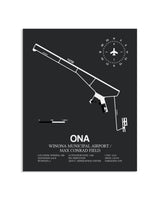 Gray Framed Winona Municipal Airport / Max Conrad Field layout wall art poster