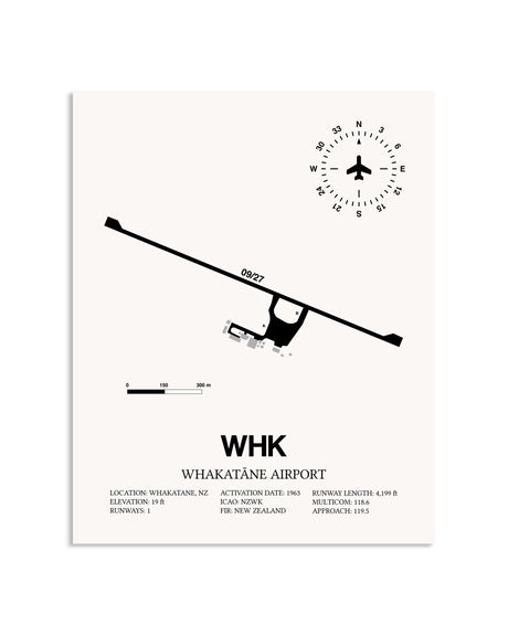 Gray Whakatane Airport framed poster displayed in an airplane hangar