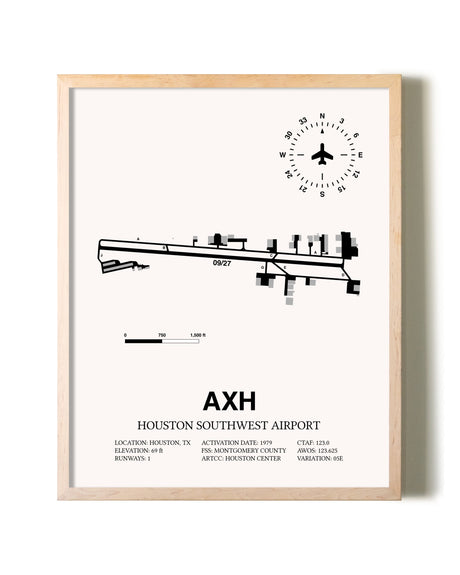 Houston Southwest Airport framed wall art in white frame