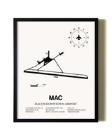 Framed Macon Downtown Airport wall art poster in black frame