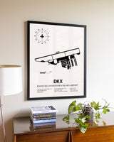 Knoxville Downtown Island Airport aviation wall décor in black wood frame