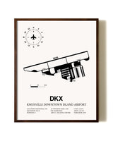 Knoxville Downtown Island Airport aviation print in walnut frame