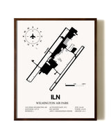 Wilmington Air Park aviation print in walnut frame