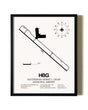 Framed Hattiesburg Bobby L. Chain Municipal Airport wall art poster in black frame
