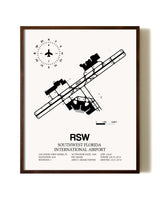 Southwest Florida International Airport aviation print in walnut frame