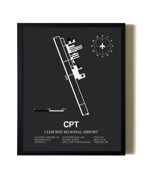 Unframed Cleburne Regional Airport map print poster