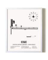 Crystal River Airport / Davis Field airport map poster in oak frame