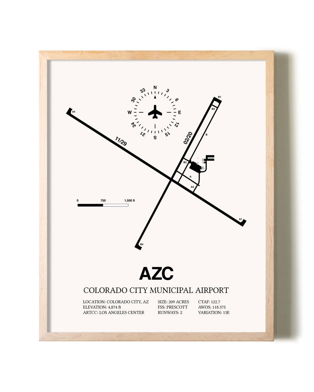 Colorado City Municipal Airport framed wall art in white frame